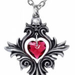 Bouquet Of Love Red Heart Pendant Necklace by Alchemy Gothic