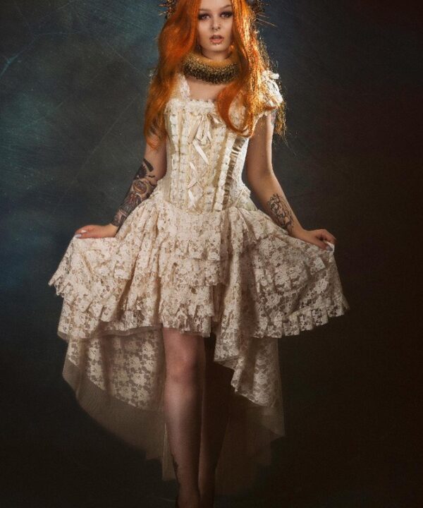 Ophelie Vintage Cream Taffeta Corset Dress by Burleska