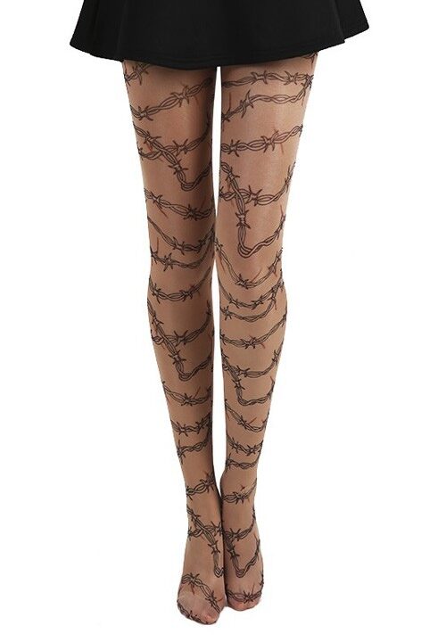 Barbed Wire Tattoo Black Gothic Tights