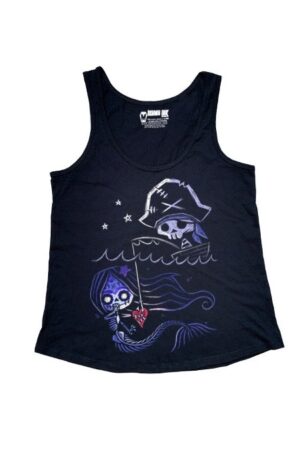 Waiting for Eternity Mermaid Pirate Ladies Black Gothic Tanktop - UK8/10 ONLY
