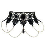 Sinistra Lace Gothic Choker with Black Crystal