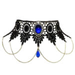 Sinistra Lace Gothic Choker with Blue Crystal