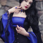 Sinistra Lace Gothic Choker with Blue Crystal