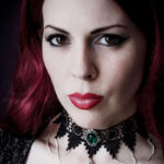Sinistra Lace Gothic Choker with Green Crystal