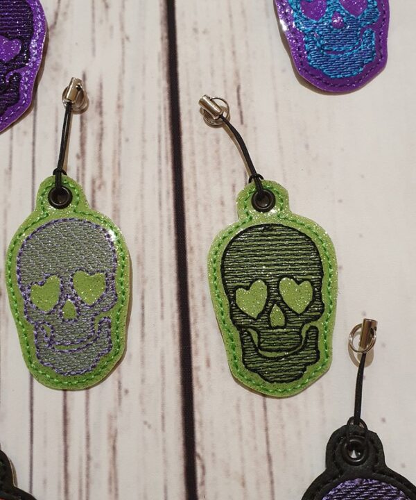 Skull Sketch Embroidered Bag Charm