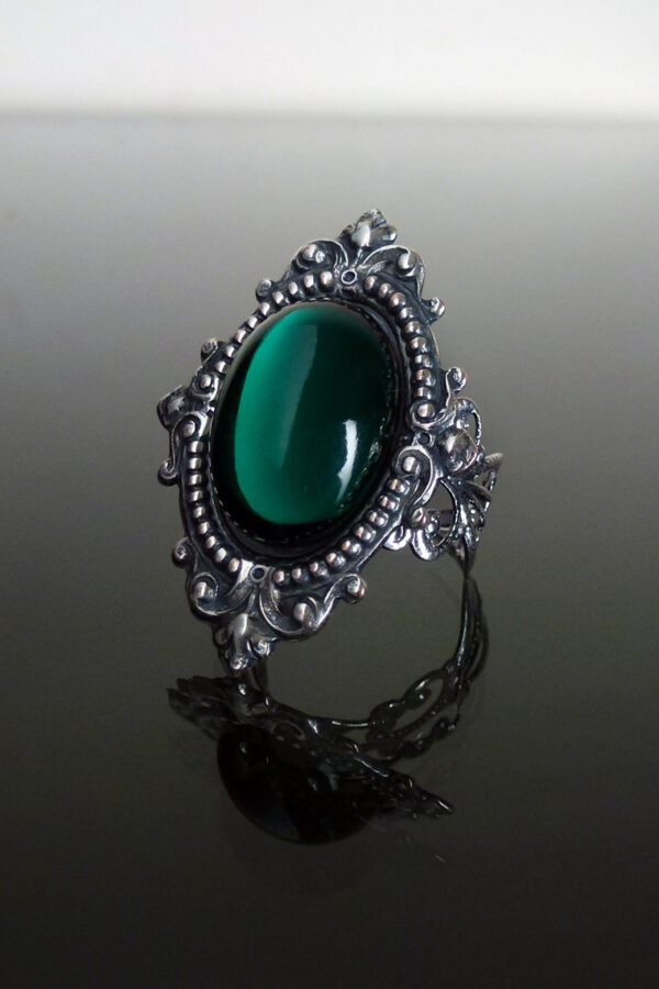 Sinistra Green Gothic Ring by Dark Elegance Designs