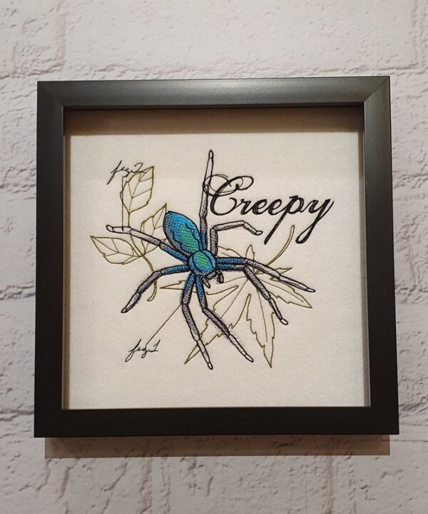 Creepy Spider Gothic Embroidered Framed Picture