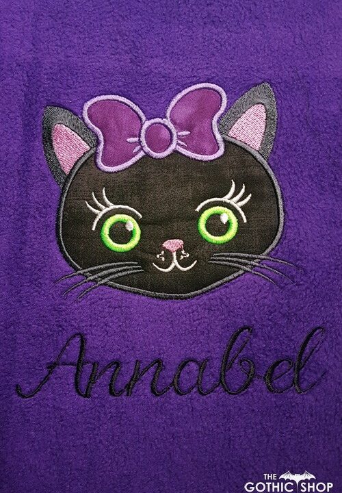 Cat Face Personalised Baby Girl's Halloween Gothic Blanket