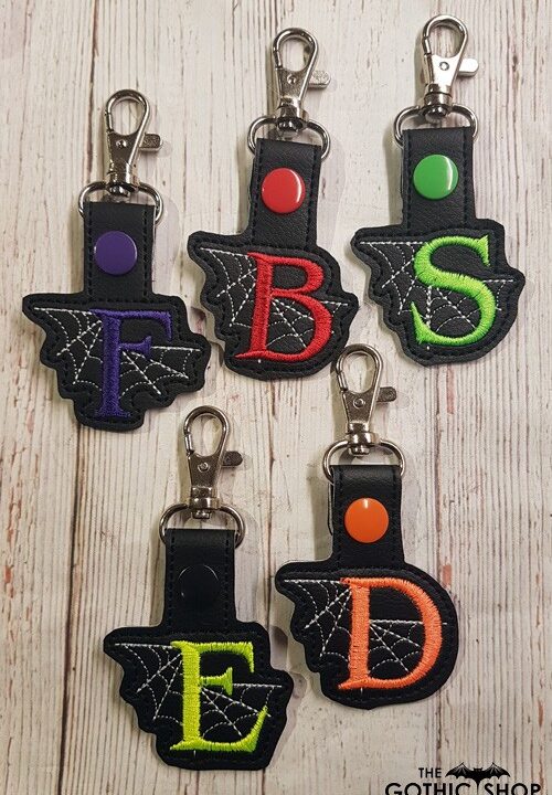 Cobweb Initial Personalised Letter Gothic Keyring | Bag Tag