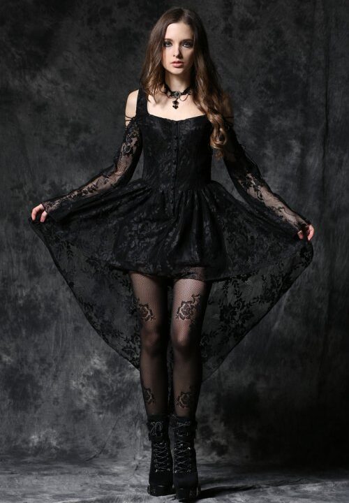 Ghost Black Lace Gothic Fishtail Dress by Dark in Love