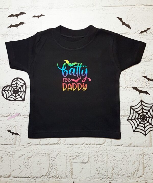 Batty for Daddy Baby/Toddler Kids Black Gothic T-Shirt