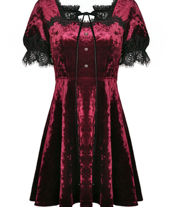 Nevaeh Red Velvet Gothic Lolita Mini Dress by Dark in Love