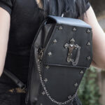 Metal Cross Black Coffin Gothic Large Backpack by GothX