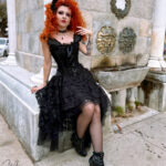 Gothic model Marijana wears the ophelie black corset dress.