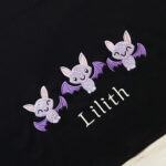 personalised gothic baby blanket with 3 purple bats