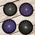 Cobweb black and purple, lace and felt gothic coaster
