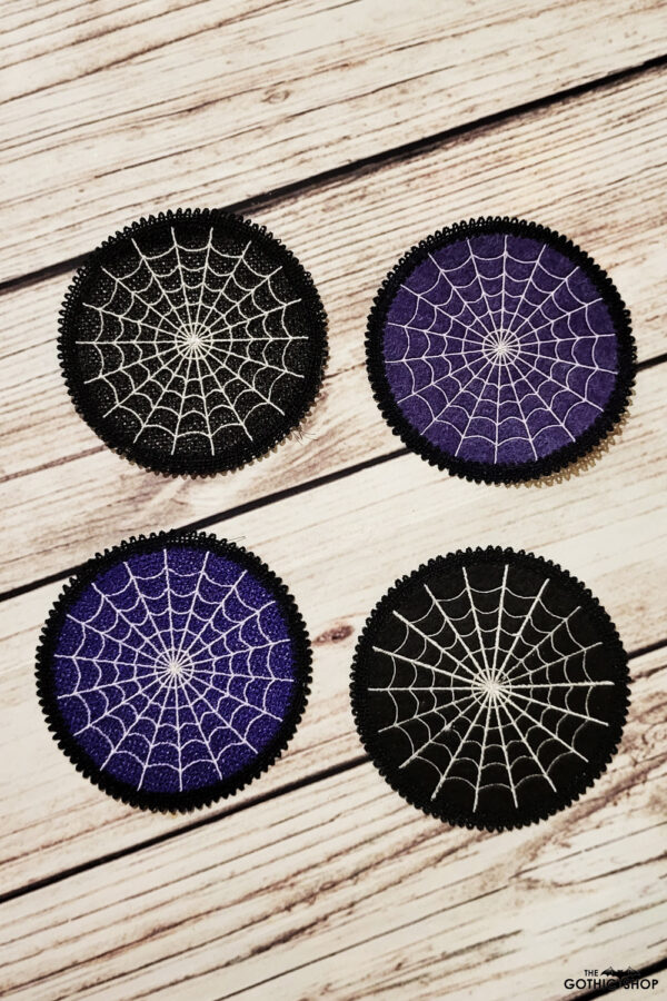 Cobweb black and purple, lace and felt gothic coaster