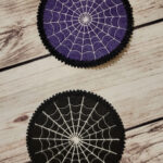 Cobweb black and purple felt gothic coaster