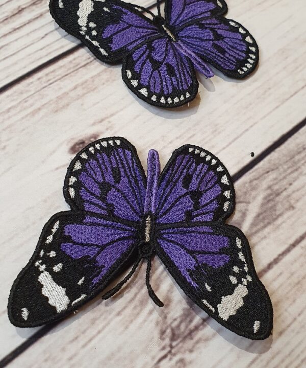 Purple Butterfly Embroidered Motif