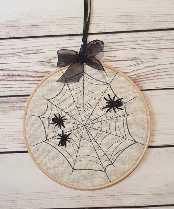 Cobweb and Spiders Embroidered Gothic Hoop Art Frame