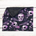 Rose Raven Purple Gothic Print Black Fleece Snood Neck Warmer