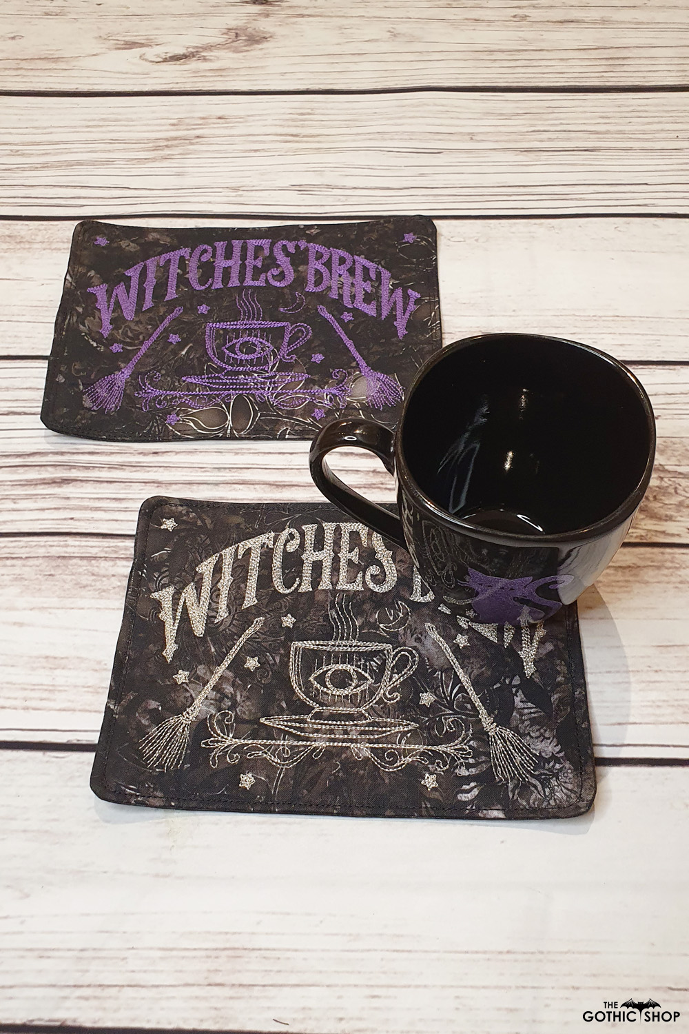 Gothic Mug Rug Witches' Brew Mug Rug Coaster - Gothic Halloween Decor