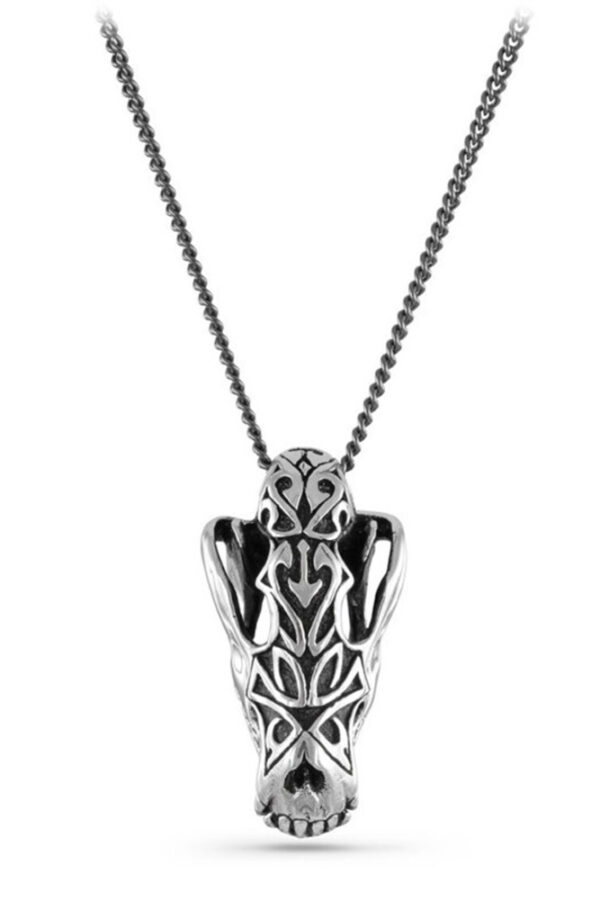 Ornate Wolf Skull Antique Silver Necklace by Lost Apostle