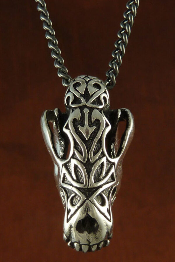 Ornate Wolf Skull Antique Silver Necklace by Lost Apostle