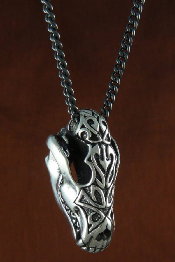 Ornate Wolf Skull Antique Silver Necklace by Lost Apostle