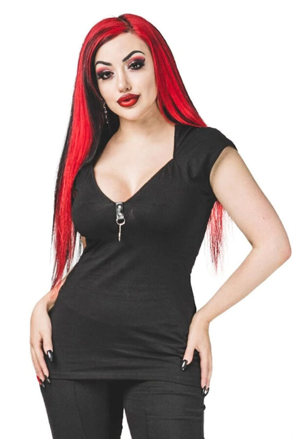 Luna Cap Sleeve Black Gothic Top by Necessary Evil