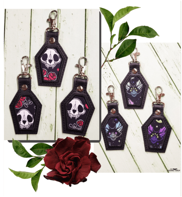 coffin shaped gothic keyrings