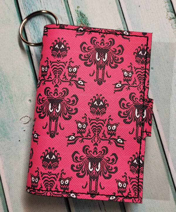 Pink Gothic Print Bus Pass / Card / Licence Holder Keyring