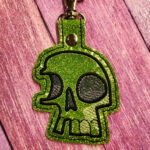 Fragmented Skull Green Glitter Keyring | Bag Tag