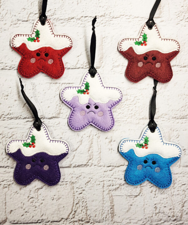 Grumpy Bah Humbug Christmas Star Hanging Decoration