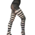 fishnet opaque stripe gothic black tights