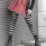 fishnet opaque stripe gothic black tights