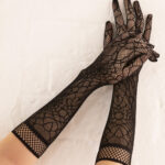 cobweb net black gothic gloves