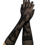 fishnet floral long black gothic gloves