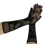 fishnet floral long black gothic gloves