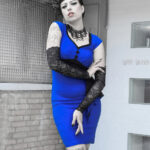 lace pattern long sleeve black gothic gloves