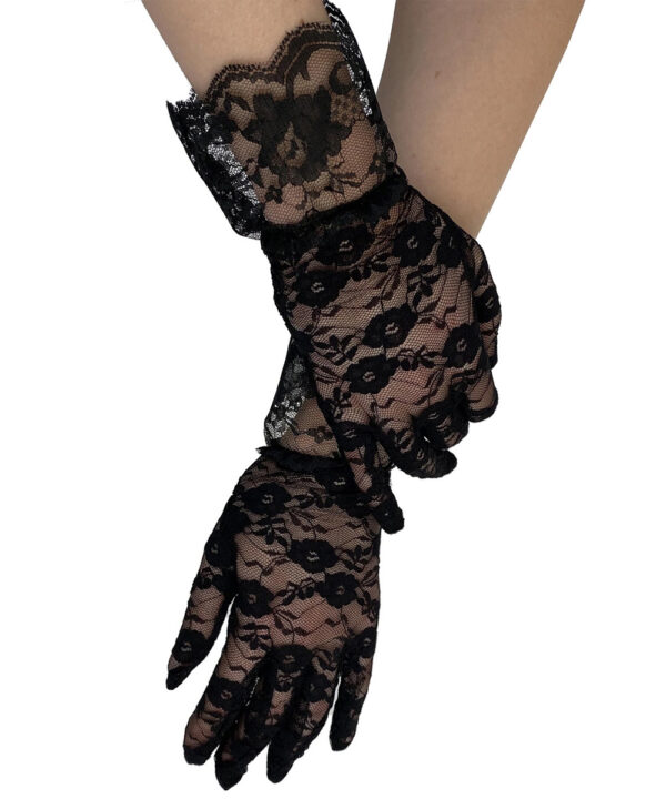 lace wrist black gothic gloves