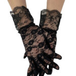 lace wrist black gothic gloves