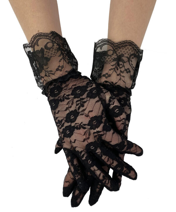 lace wrist black gothic gloves