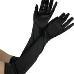 black satin gothic gloves