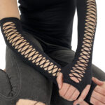 slashed sleeve black gothic gloves