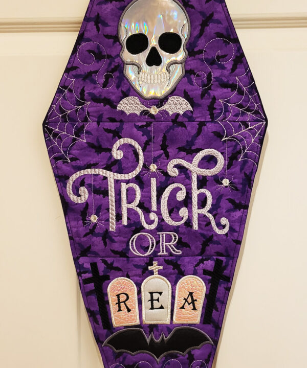 Purple Bat Coffin Halloween Door Wall Hanging Decoration