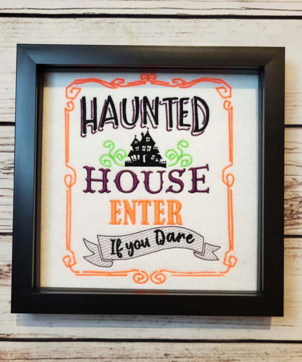Haunted House Embroidered Framed Gothic Picture