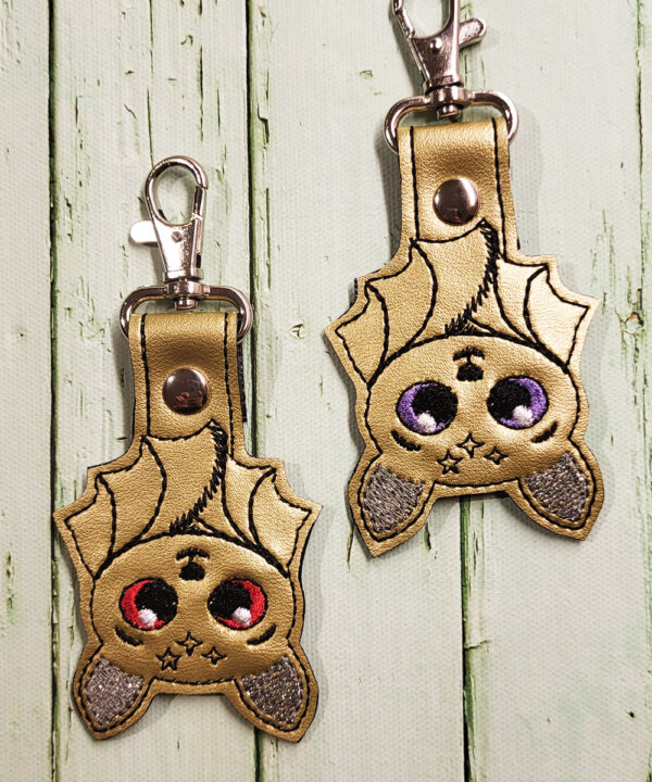 Folded Wing Gold Kawaii Bat Keyring | Bag Tag
