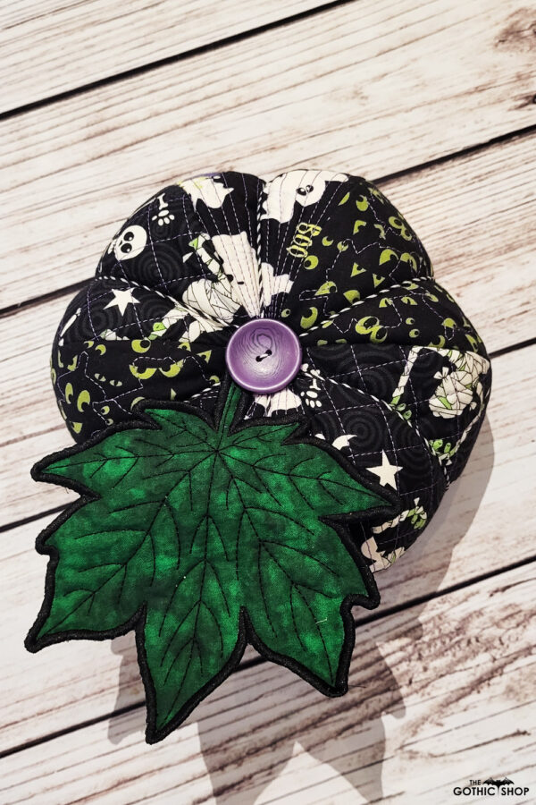 Quilted embroidered fabric pumpkin halloween and gothic decor