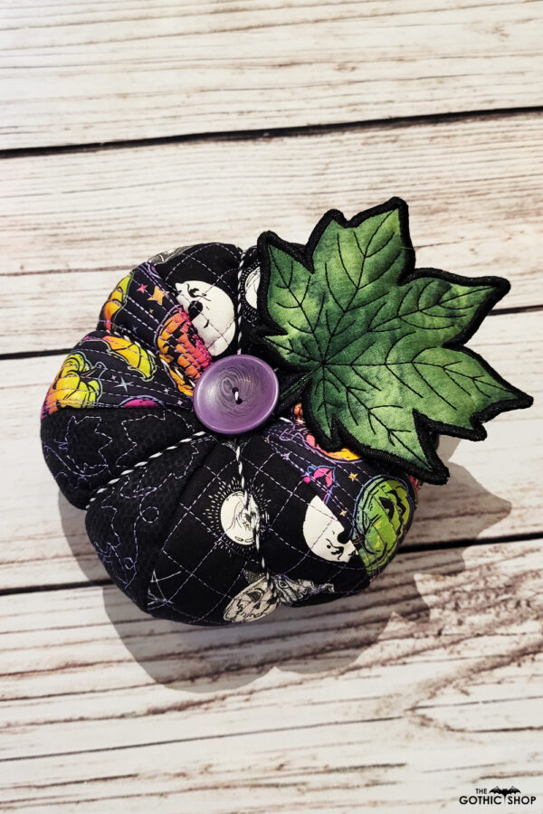 Quilted embroidered fabric pumpkin halloween and gothic decor